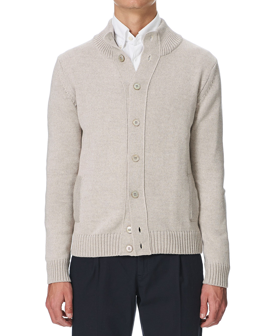 Herre | Trøjer | Stenströms | Heavy Merino Wool Cardigan Beige