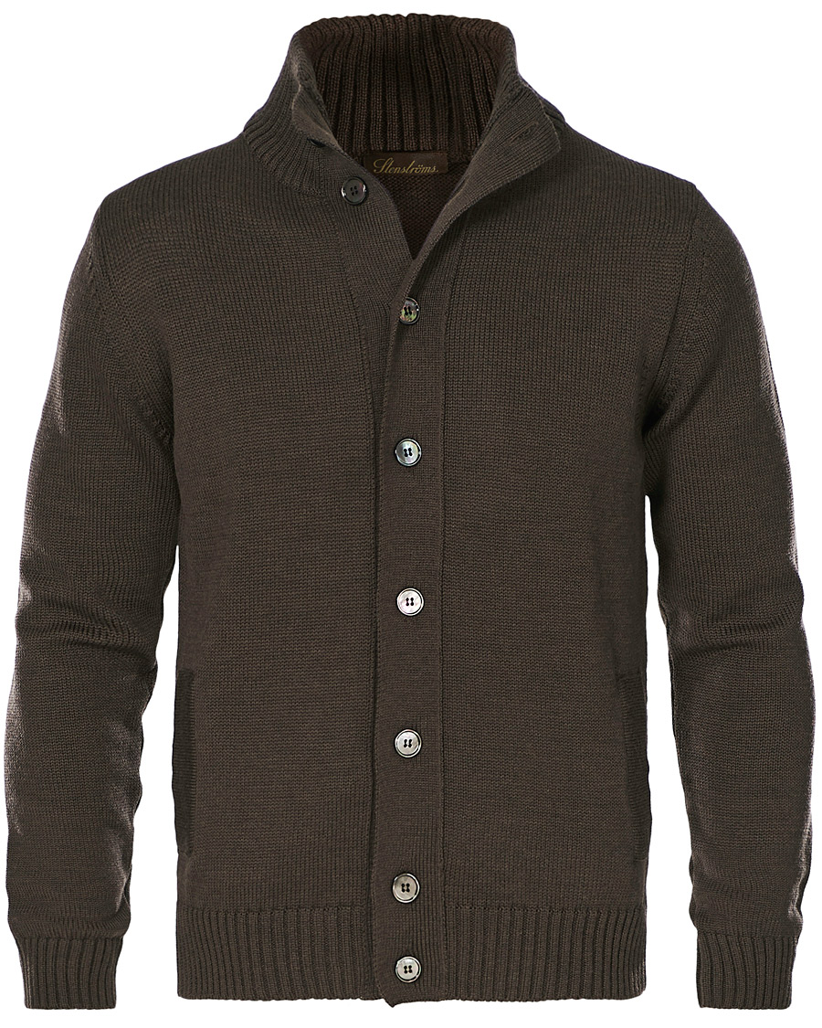 Herre | Trøjer | Stenströms | Heavy Merino Wool Cardigan Brown