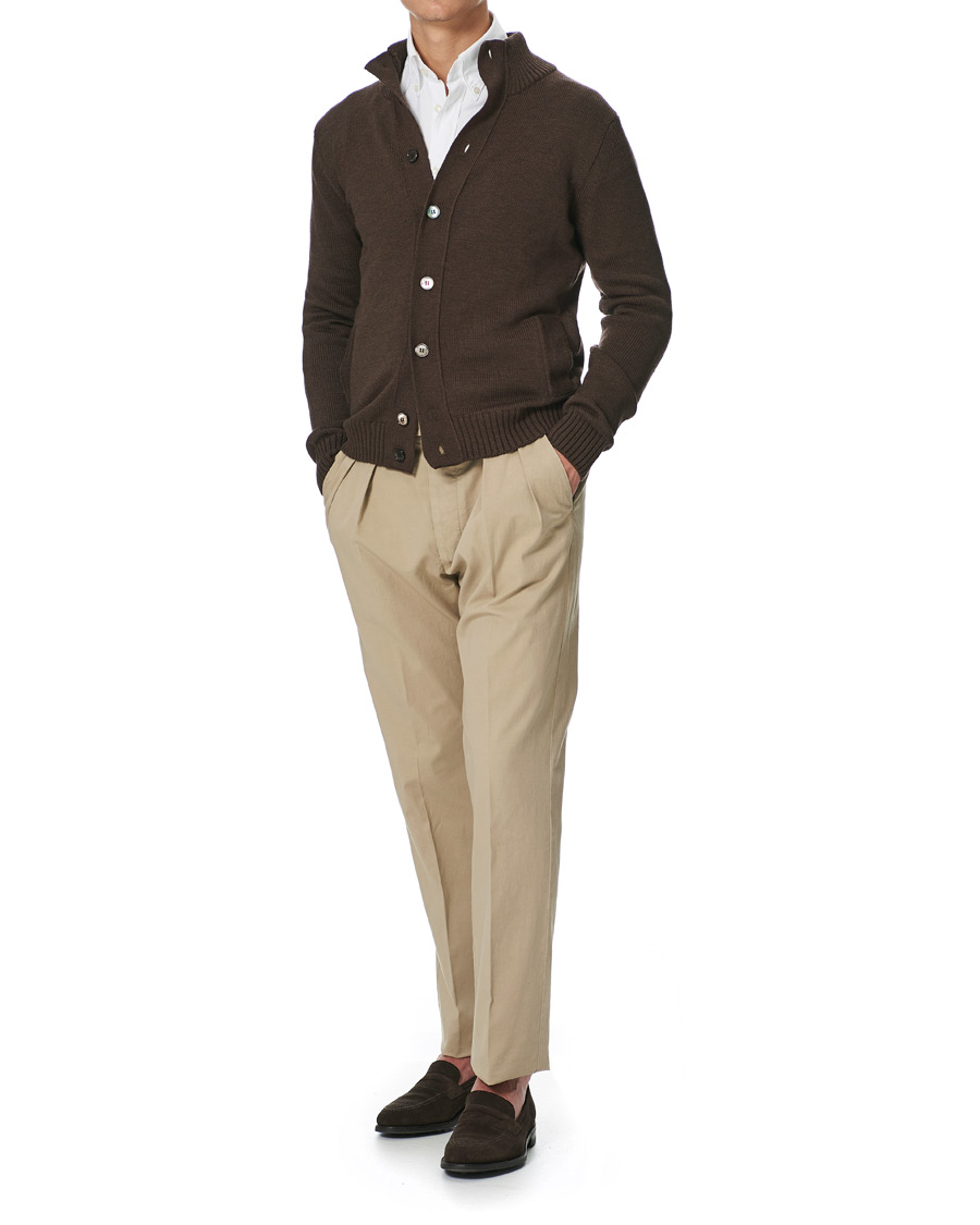 Herre | Trøjer | Stenströms | Heavy Merino Wool Cardigan Brown