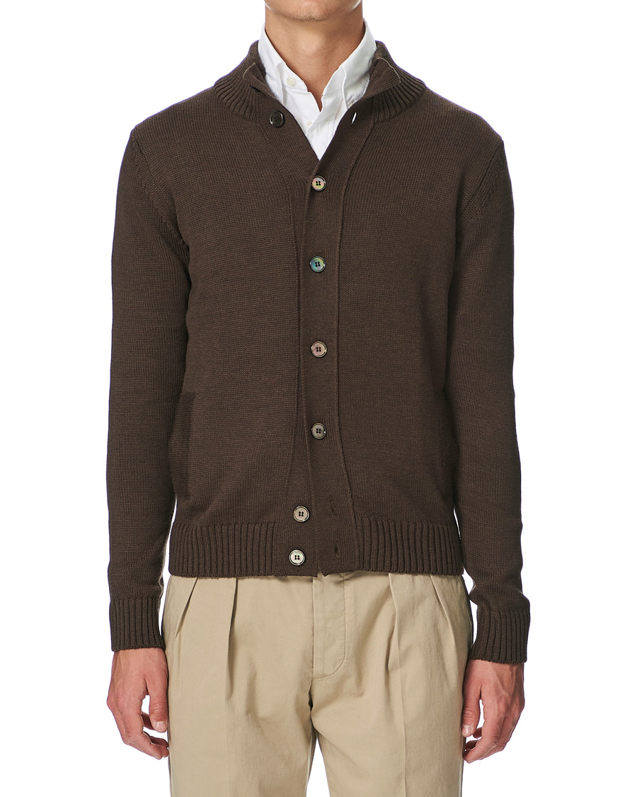 Herre | Trøjer | Stenströms | Heavy Merino Wool Cardigan Brown