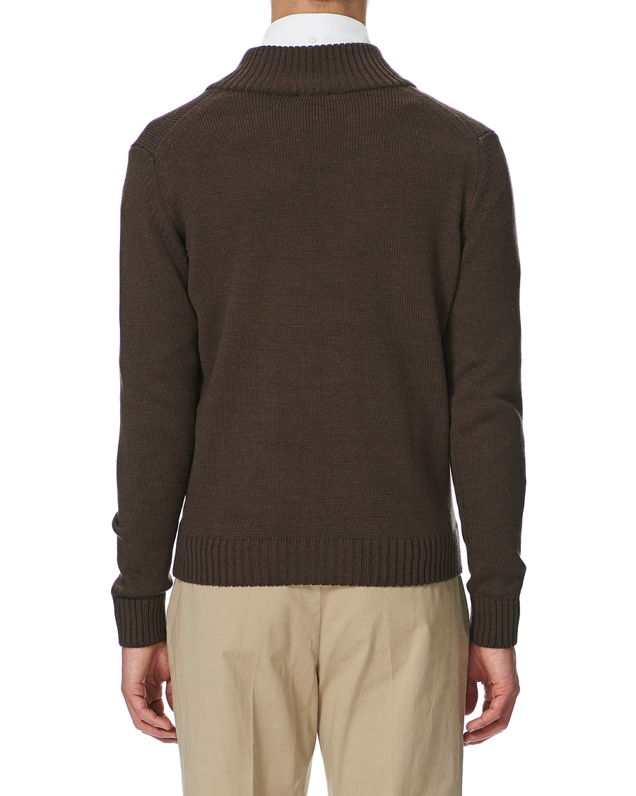 Herre | Trøjer | Stenströms | Heavy Merino Wool Cardigan Brown