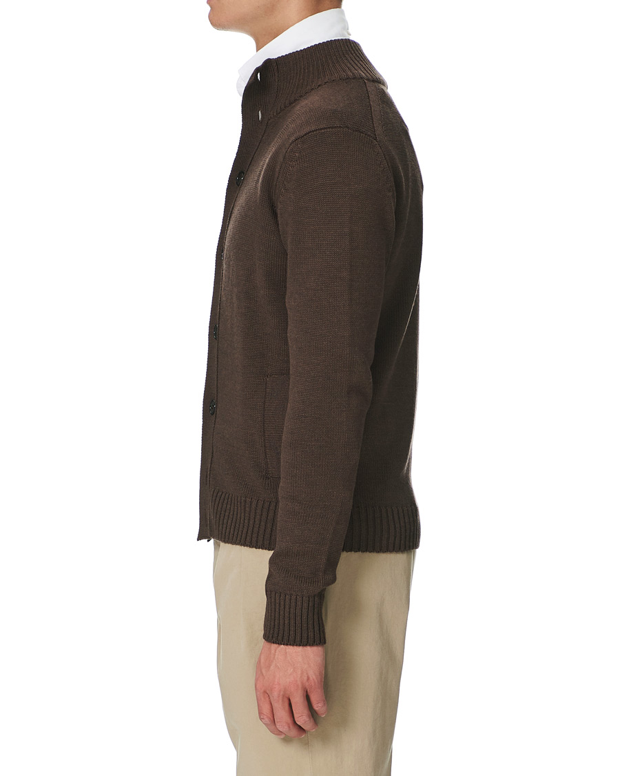 Herre | Trøjer | Stenströms | Heavy Merino Wool Cardigan Brown