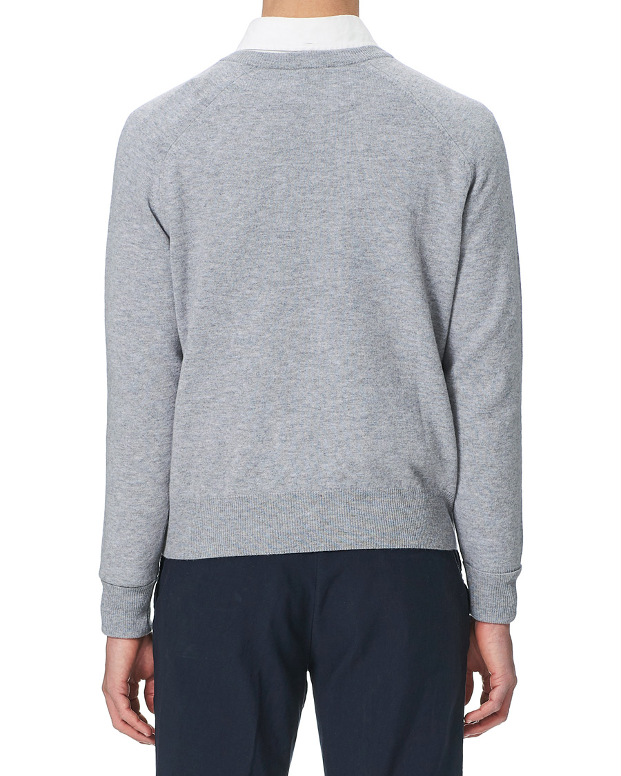 Herre | Trøjer | Stenströms | Washed Merino Deep V-Neck Grey