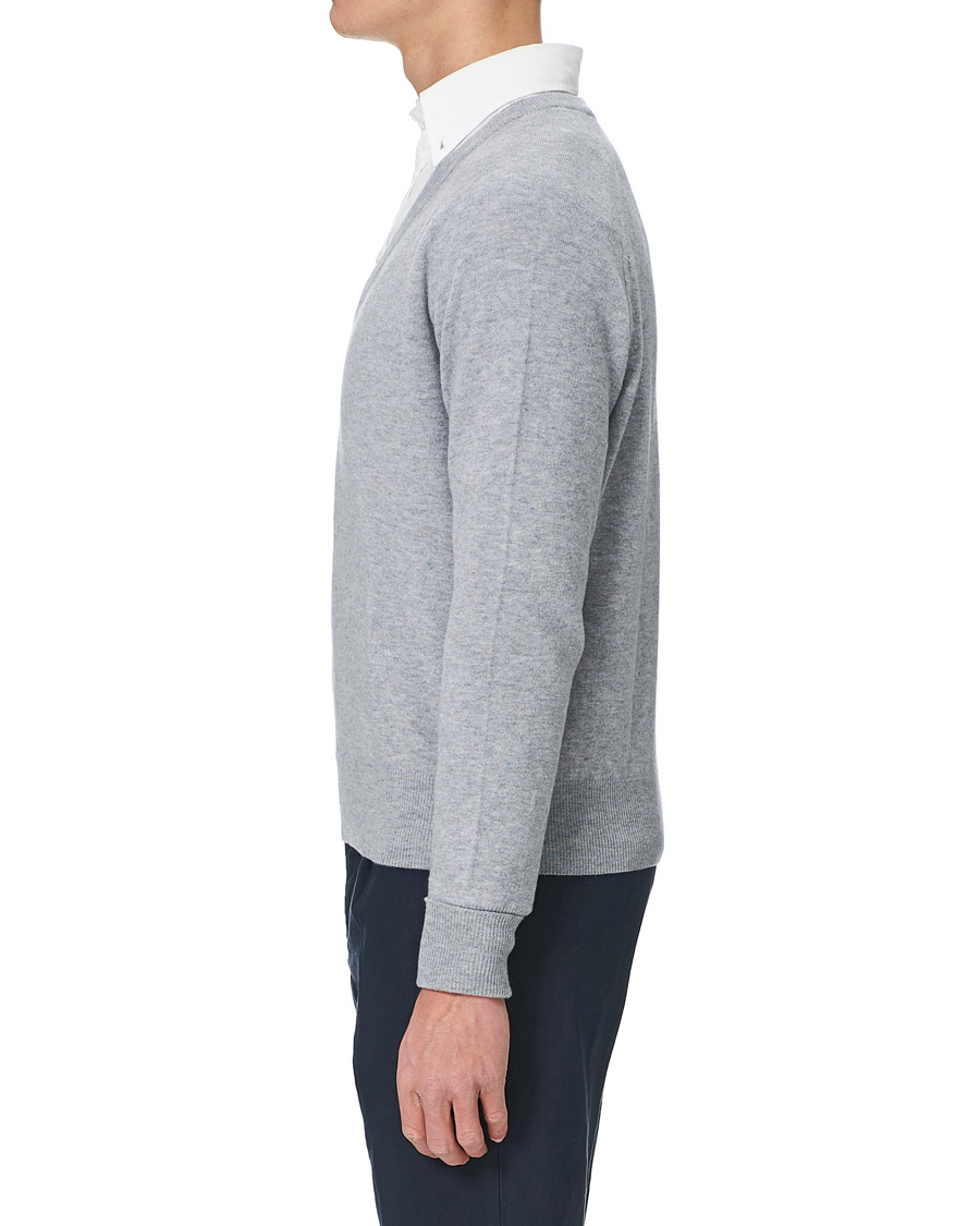 Herre | Trøjer | Stenströms | Washed Merino Deep V-Neck Grey