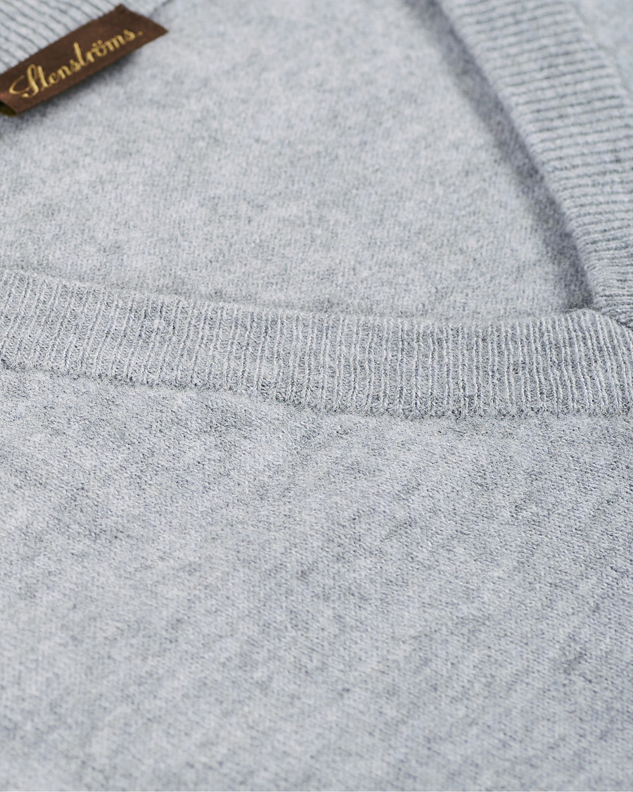 Herre | Trøjer | Stenströms | Washed Merino Deep V-Neck Grey