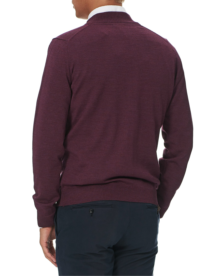 Herre | Trøjer | Stenströms | Merino Half Zip Burgundy Mouliné
