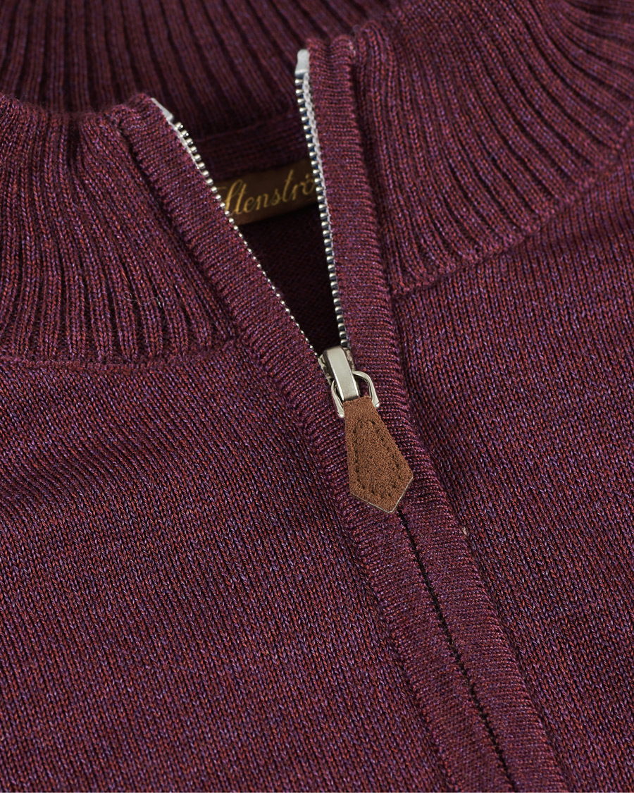 Herre | Trøjer | Stenströms | Merino Half Zip Burgundy Mouliné