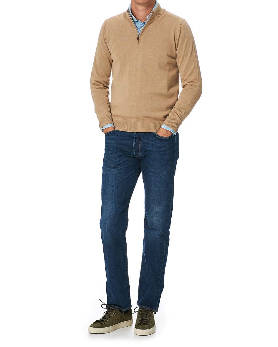 Herre | Trøjer | Stenströms | Merino Half Zip Light Beige