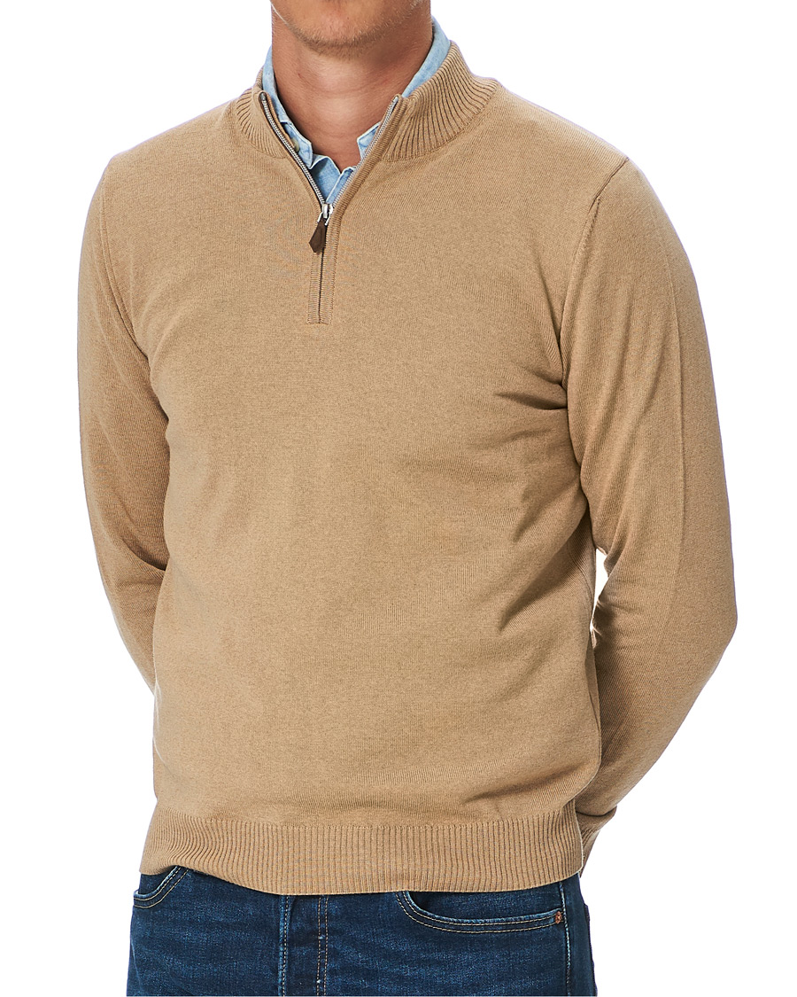Herre | Trøjer | Stenströms | Merino Half Zip Light Beige