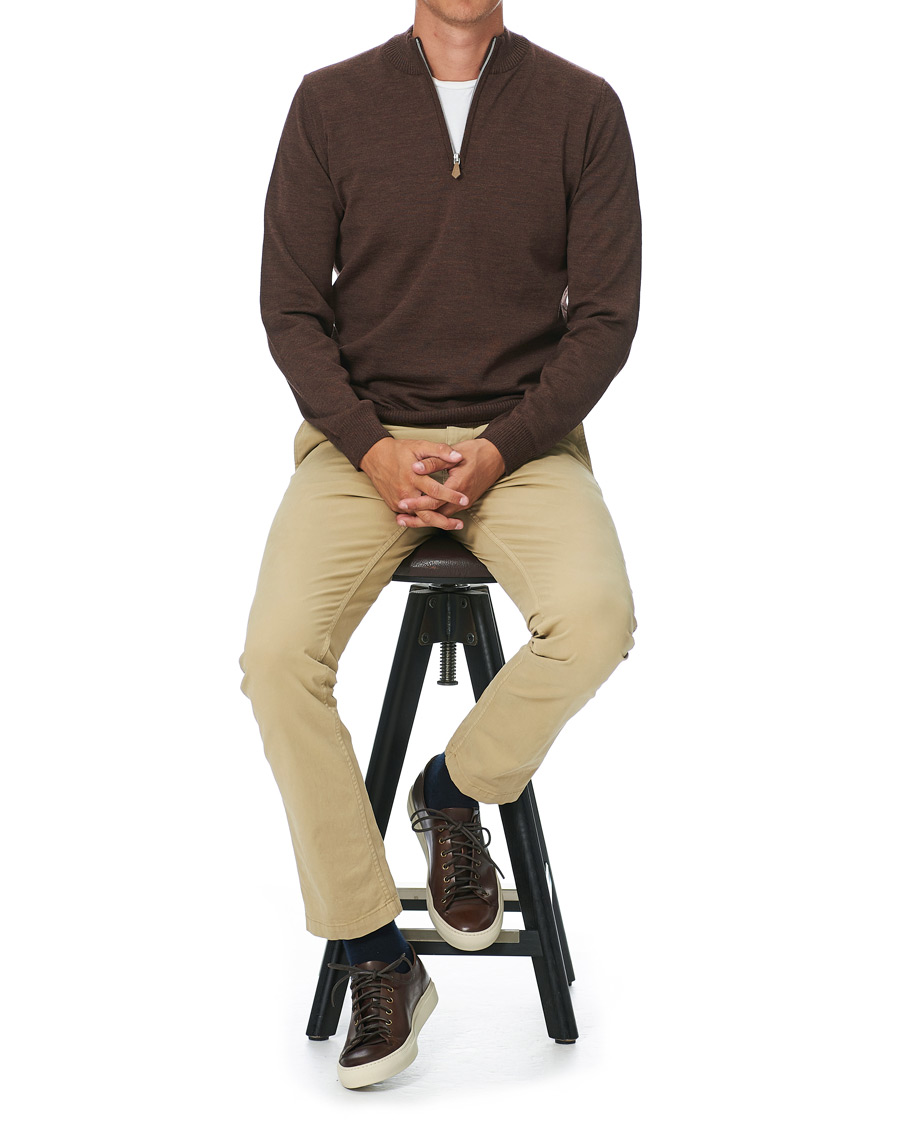 Herre | Trøjer | Stenströms | Merino Half Zip Brown
