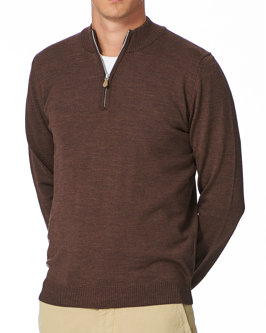 Herre | Trøjer | Stenströms | Merino Half Zip Brown