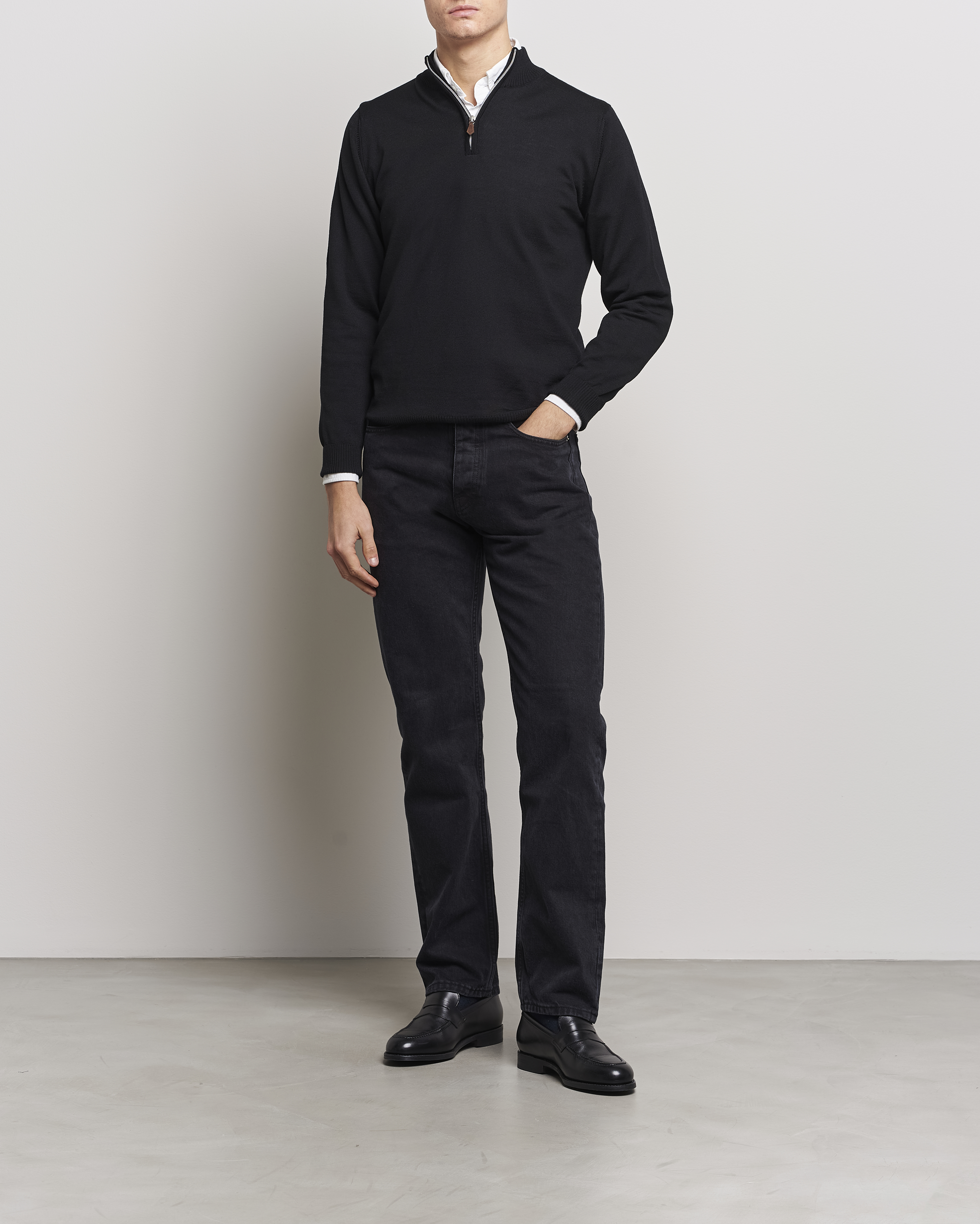 Herre | Trøjer | Stenströms | Merino Half-Zip Black