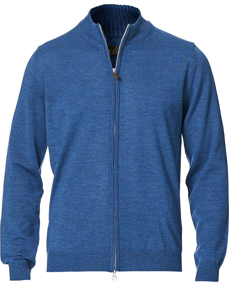 Herre | Trøjer | Stenströms | Merino Full Zip Light Blue