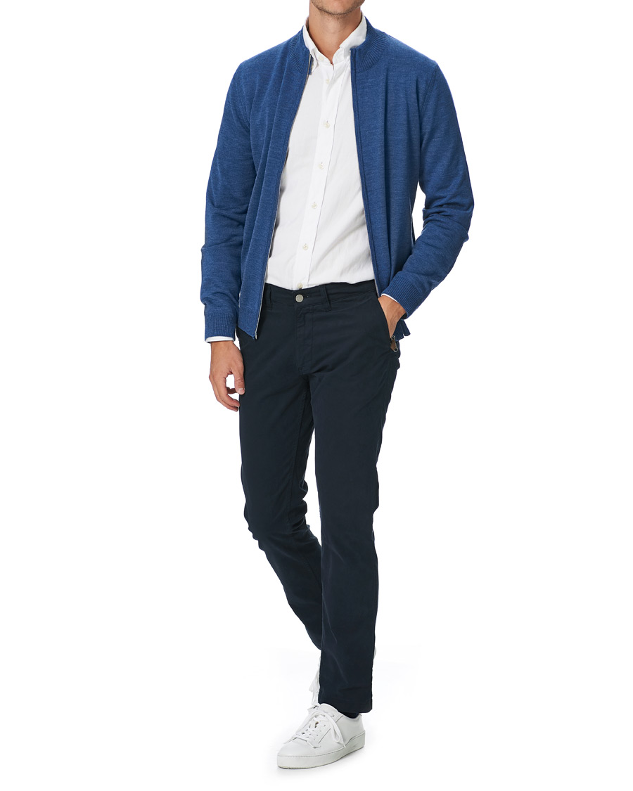 Herre | Trøjer | Stenströms | Merino Full Zip Light Blue