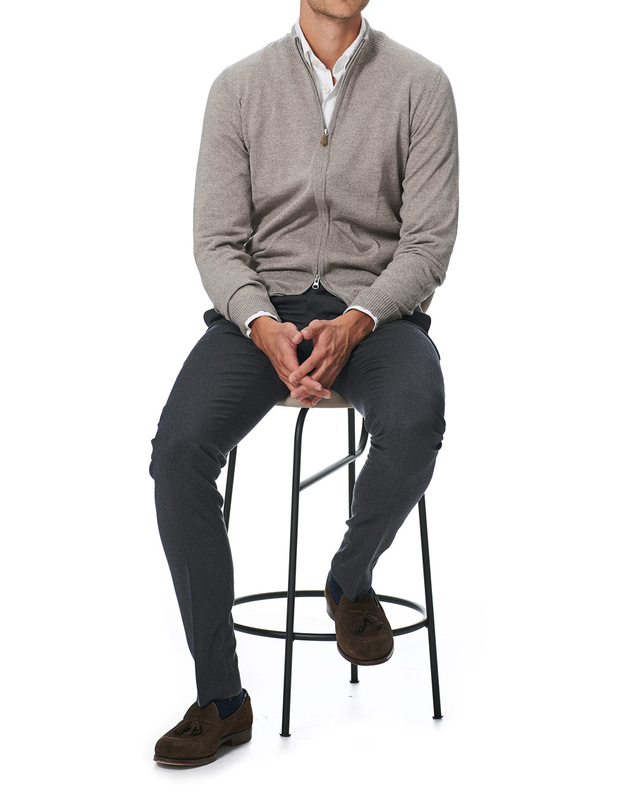 Herre | Trøjer | Stenströms | Merino Full Zip Greige