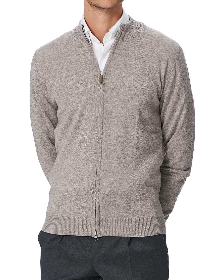 Herre | Trøjer | Stenströms | Merino Full Zip Greige