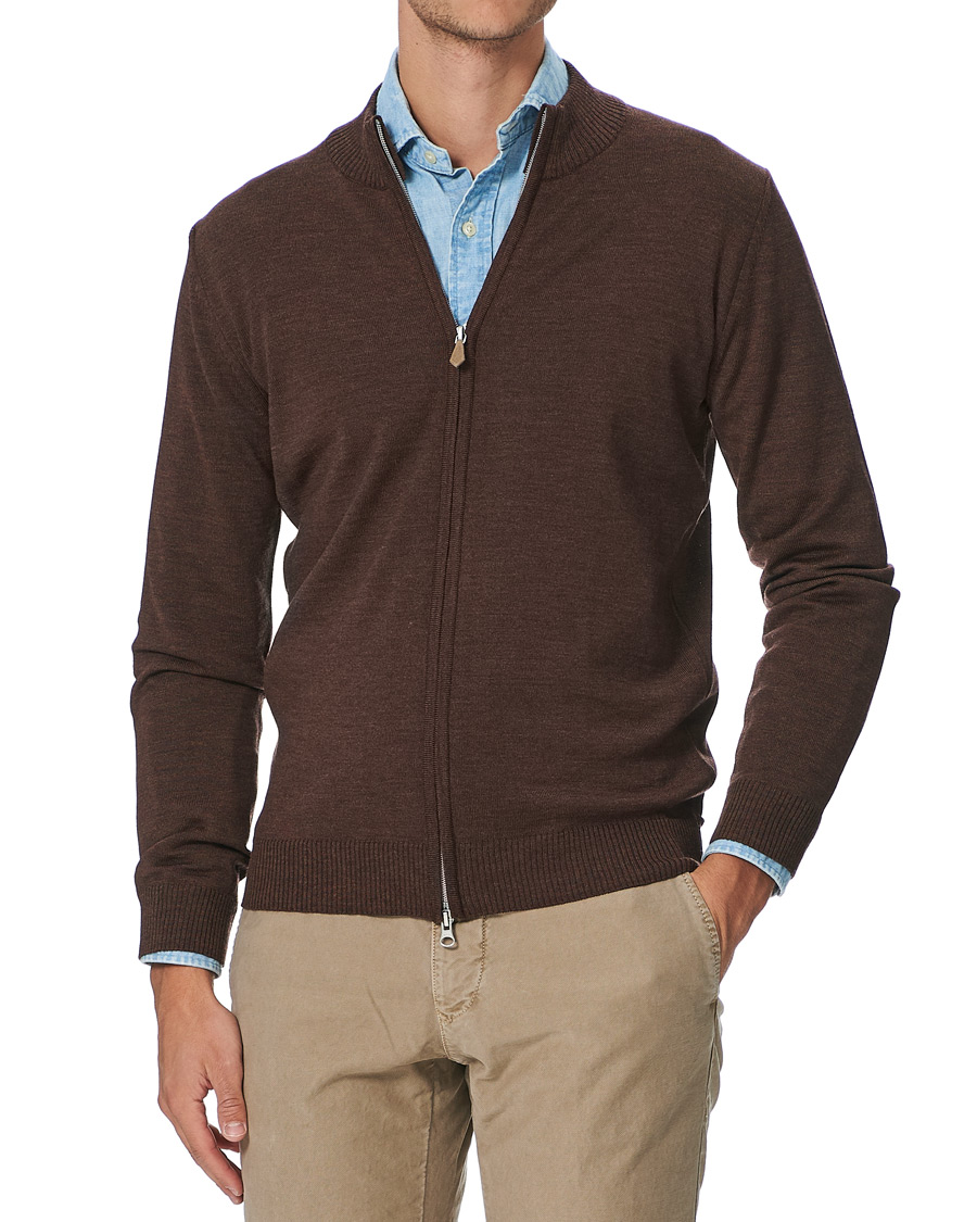 Herre | Trøjer | Stenströms | Merino Full Zip Brown