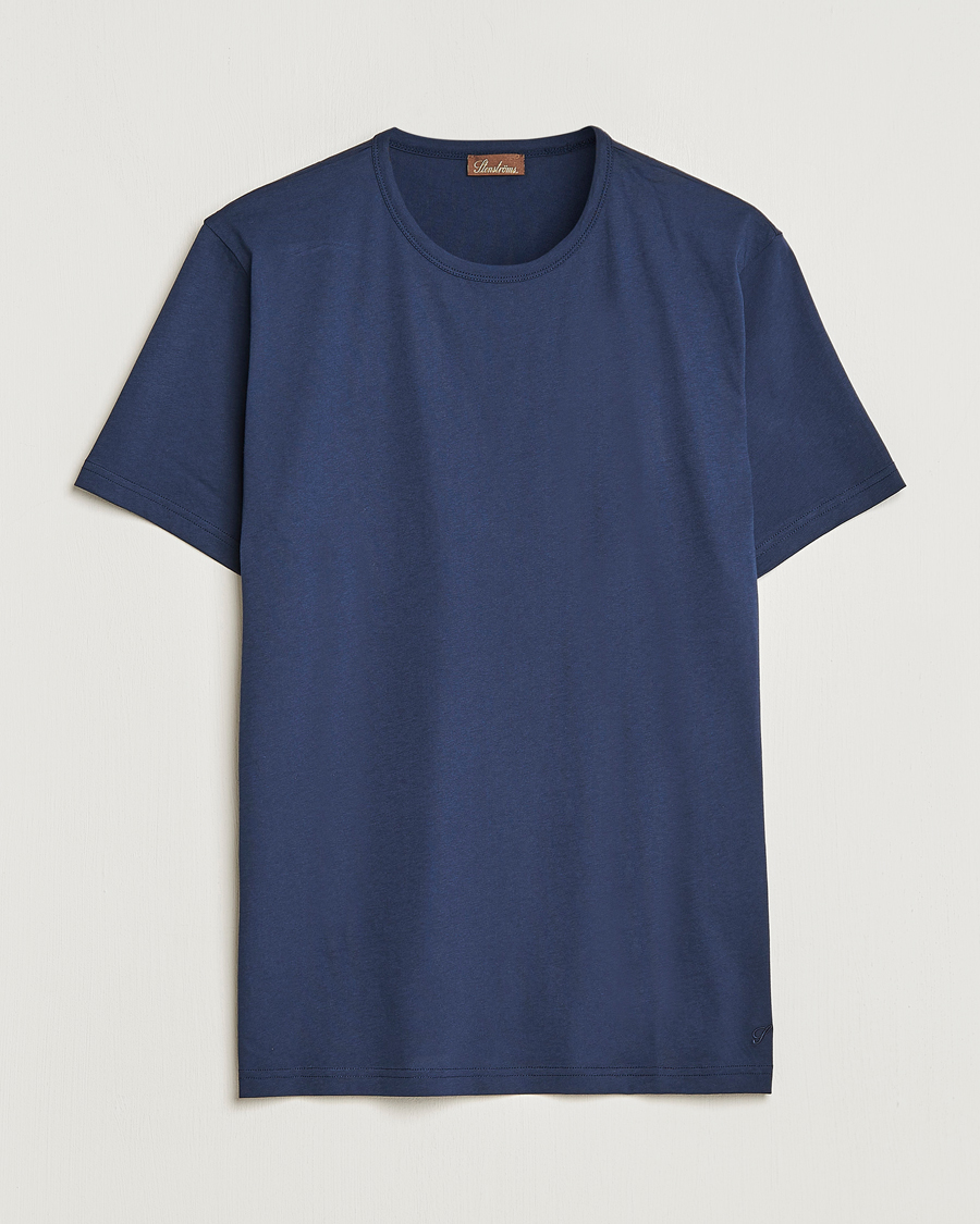 Herre | Kortærmede t-shirts | Stenströms | Solid Cotton T-Shirt Navy