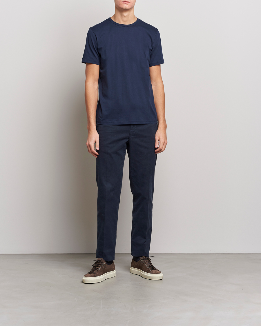 Herre | Tøj | Stenströms | Solid Cotton T-Shirt Navy