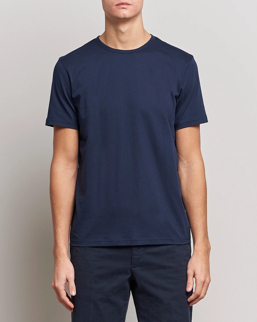Herre |  | Stenströms | Solid Cotton T-Shirt Navy