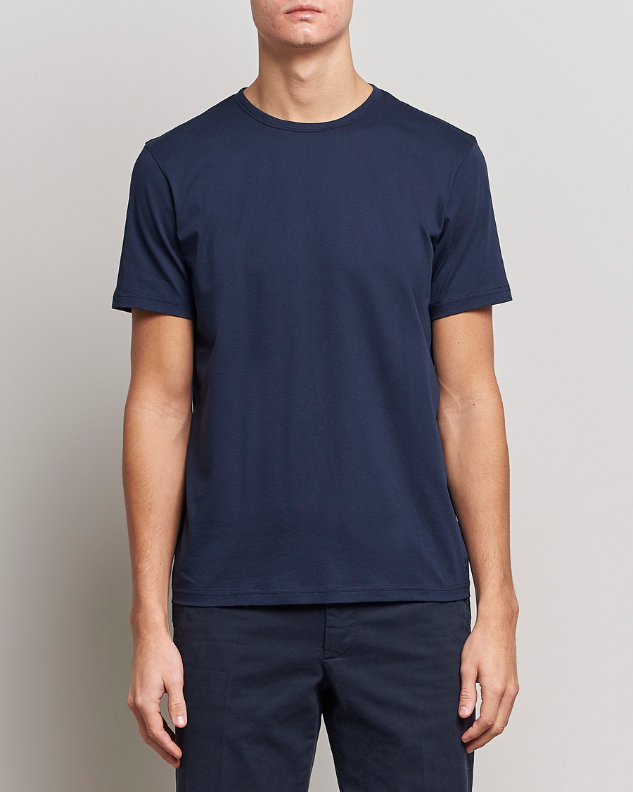 Herre | Kortærmede t-shirts | Stenströms | Solid Cotton T-Shirt Navy