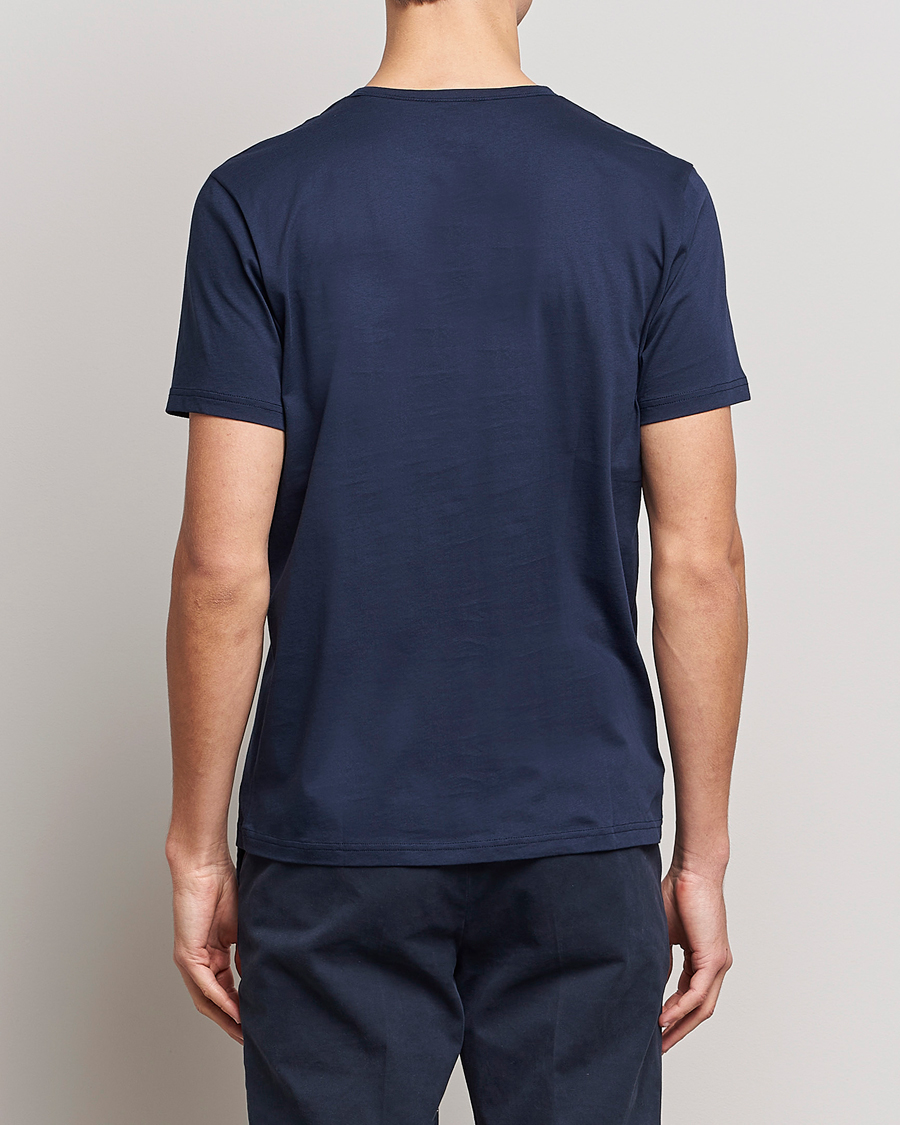 Herre | T-Shirts | Stenströms | Solid Cotton T-Shirt Navy