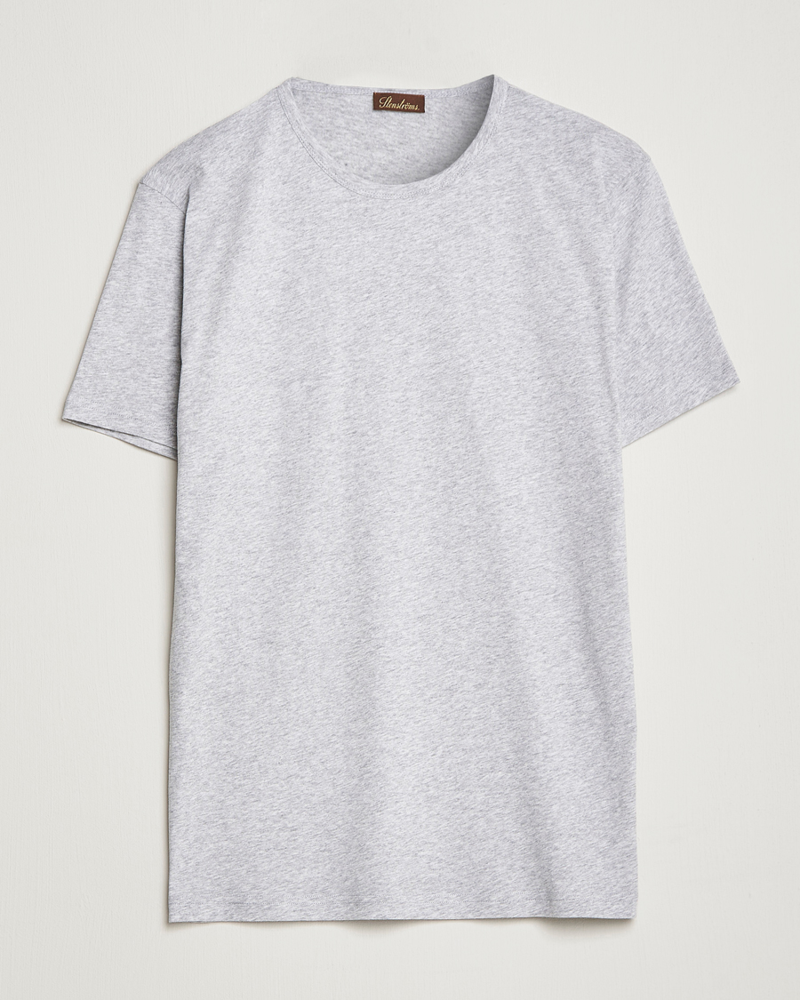 Herre |  | Stenströms | Solid Cotton T-Shirt Grey Melange