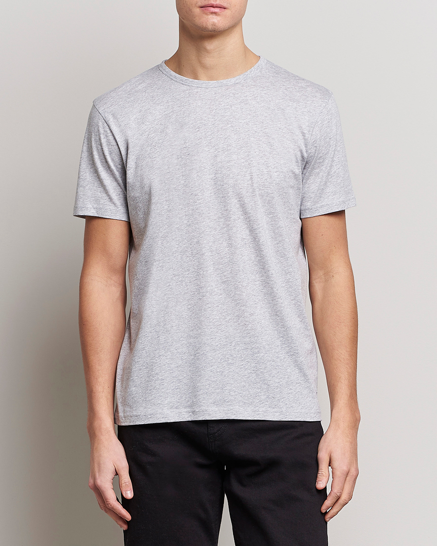 Herre | T-Shirts | Stenströms | Solid Cotton T-Shirt Grey Melange