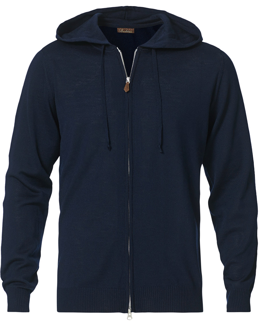 Herre | Trøjer | Stenströms | Merino Full Zip Hoodie Navy