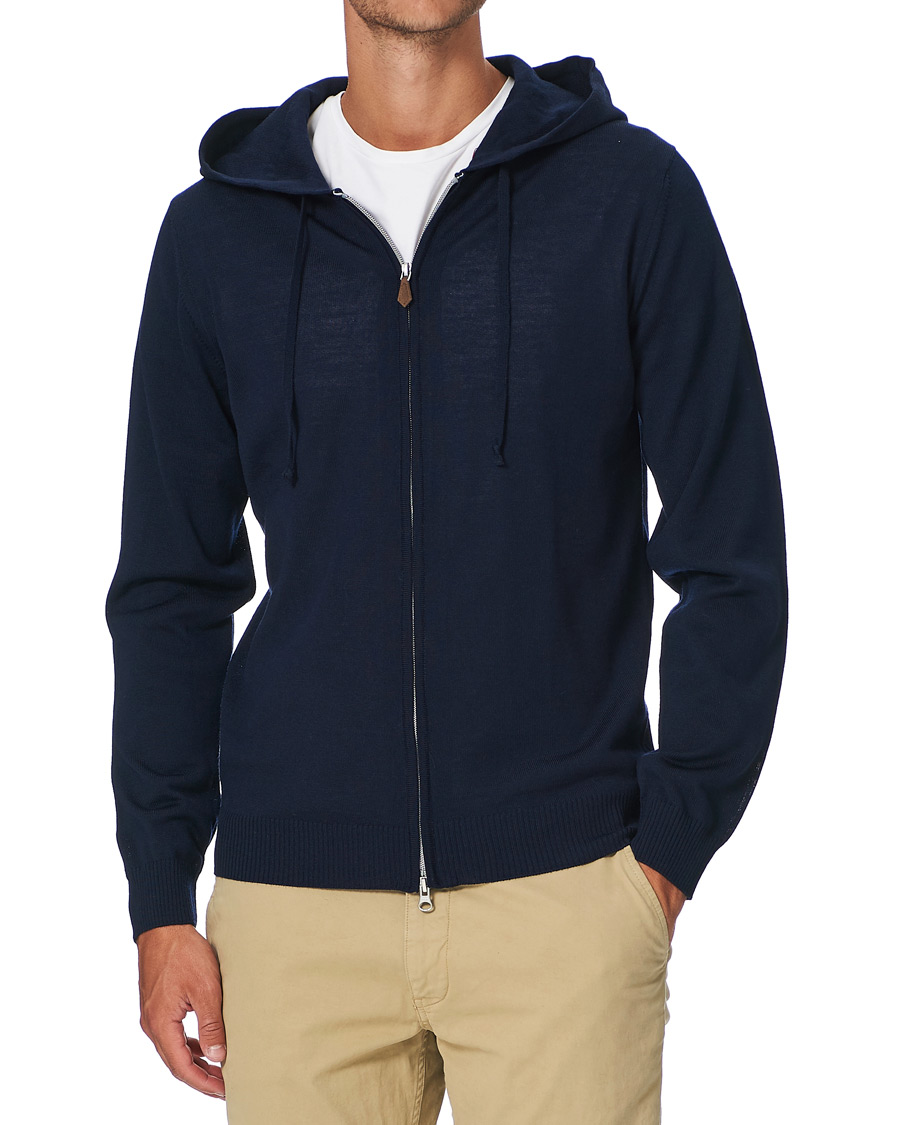 Herre | Trøjer | Stenströms | Merino Full Zip Hoodie Navy