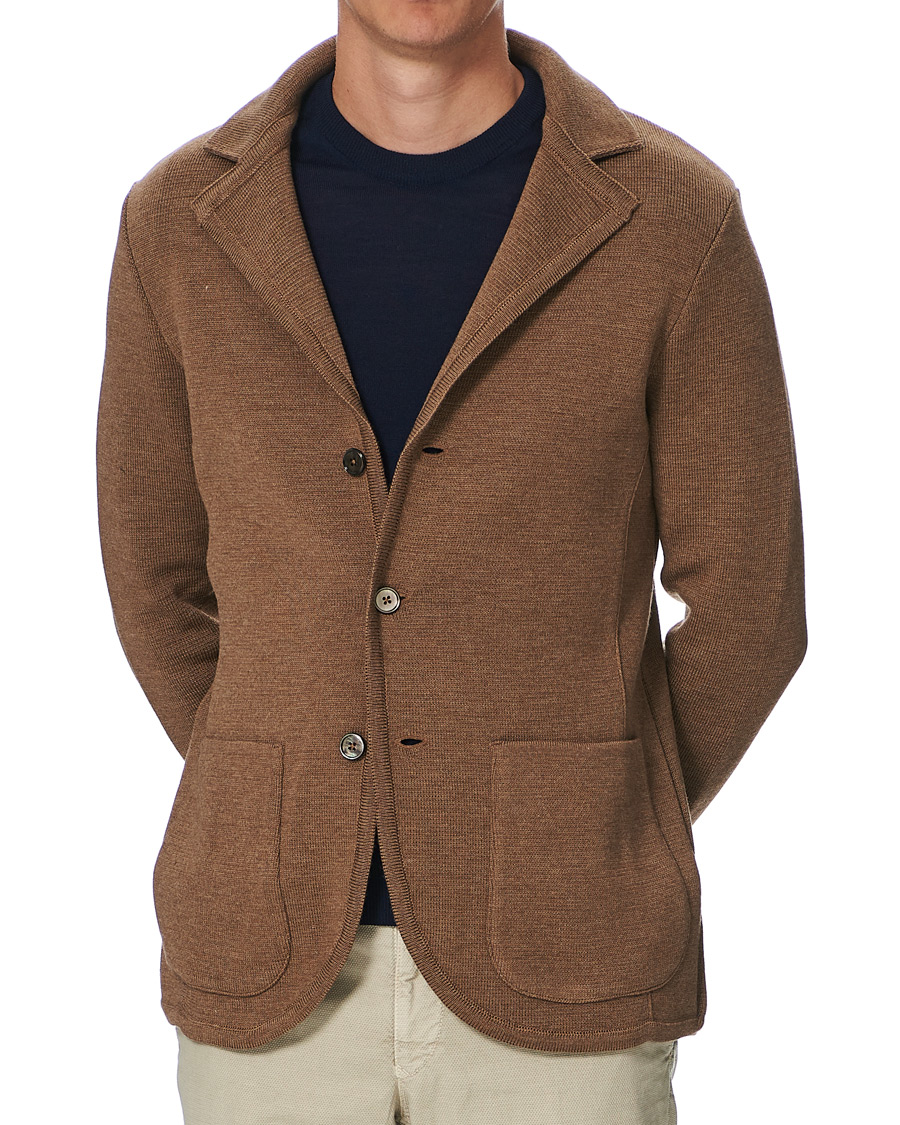 Herre | Blazere & jakker | Stenströms | Milano Knitted Merino Blazer Camel