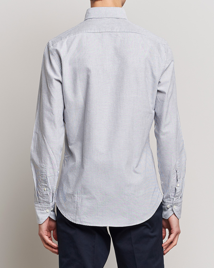 Herre | Skjorter | Stenströms | Slimline Washed Striped Oxford Shirt Dark Blue