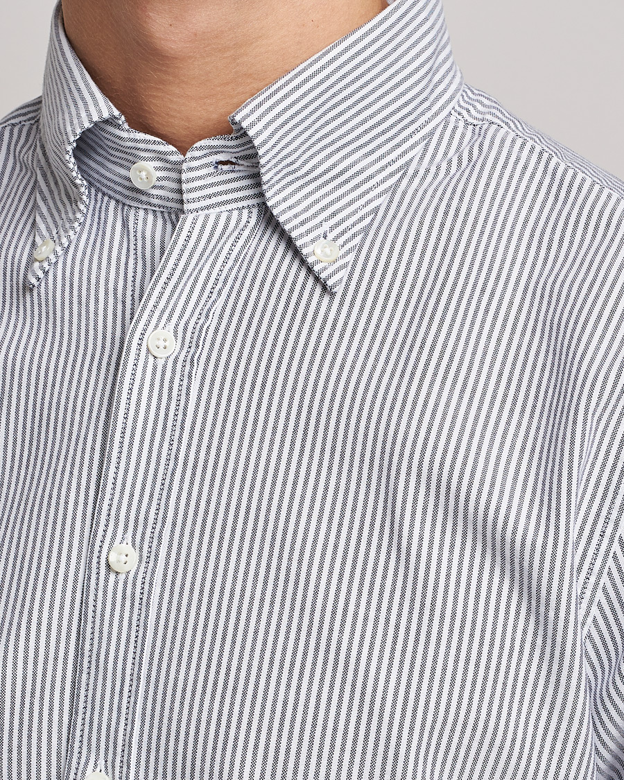 Herre | Skjorter | Stenströms | Slimline Washed Striped Oxford Shirt Dark Blue