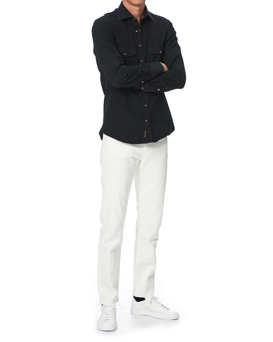 Herre | Skjorter | Stenströms | Slimline Washed Denim Shirt Black