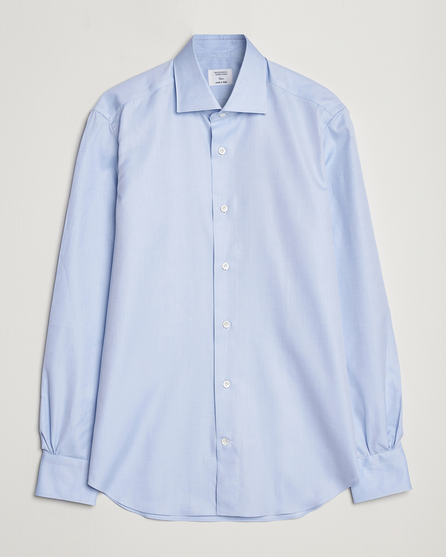 Herre | Skjorter | Mazzarelli | Soft Cotton Cut Away Shirt Light Blue