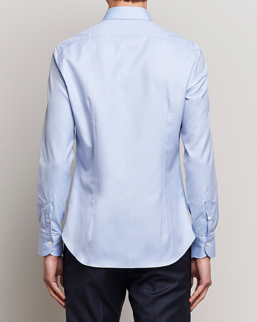 Herre | Skjorter | Mazzarelli | Soft Cotton Cut Away Shirt Light Blue