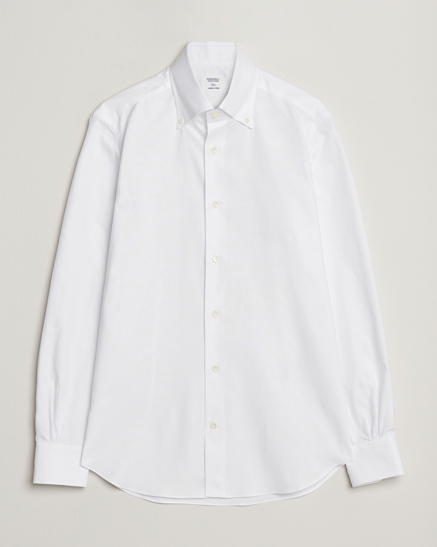 Herre | Skjorter | Mazzarelli | Soft Oxford Button Down Shirt White