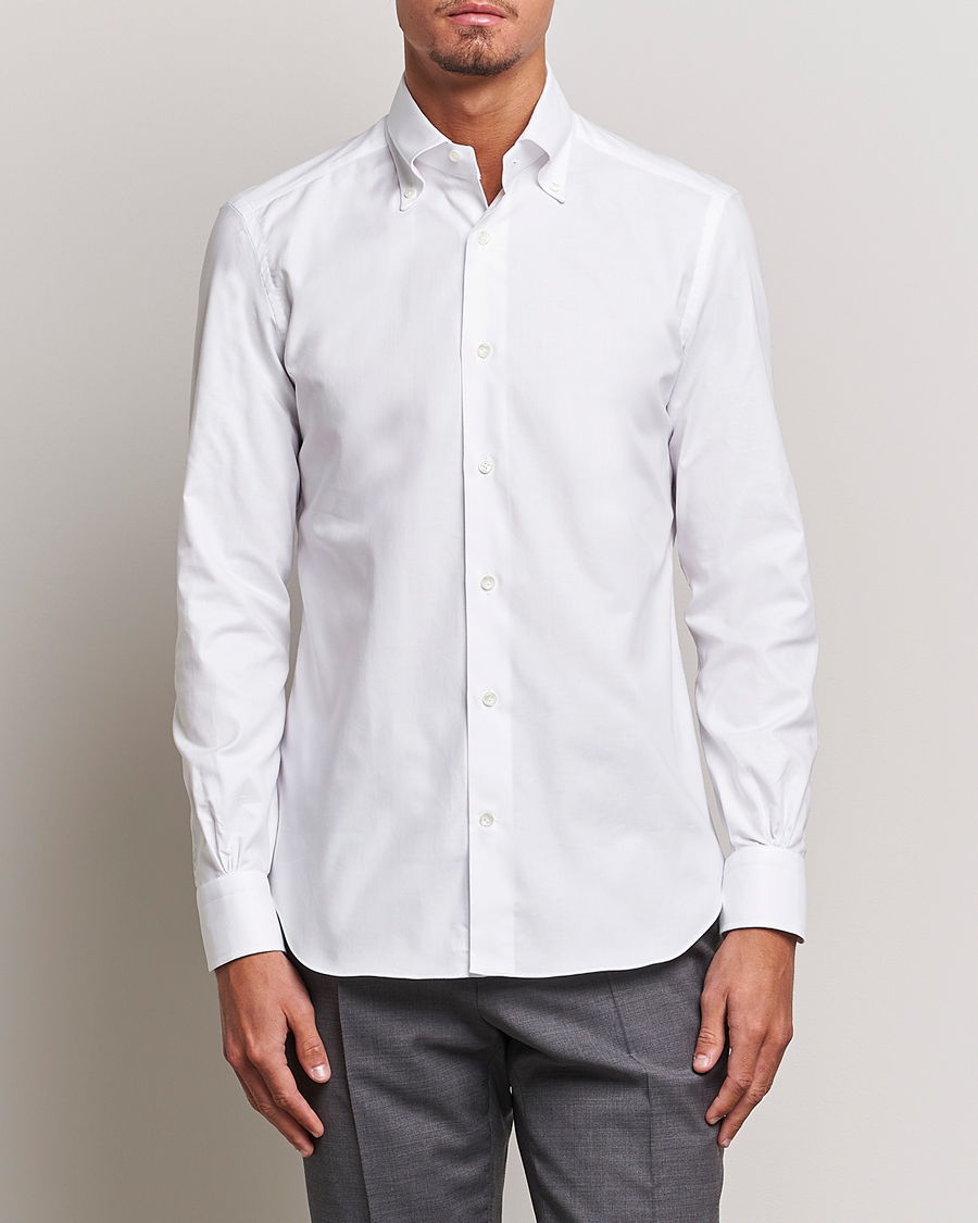 Herre | Tøj | Mazzarelli | Soft Oxford Button Down Shirt White