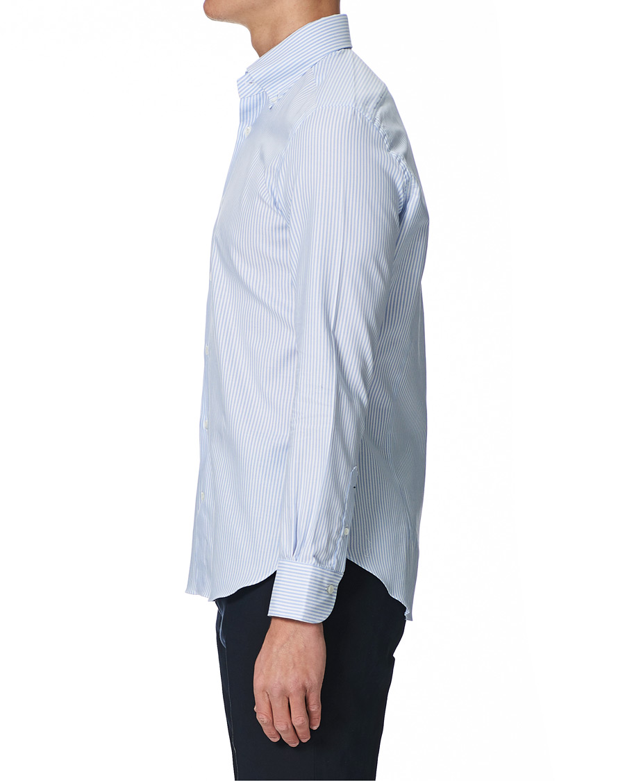 Herre | Skjorter | Mazzarelli | Soft Button Down Stripe Oxford Shirt Light Blue