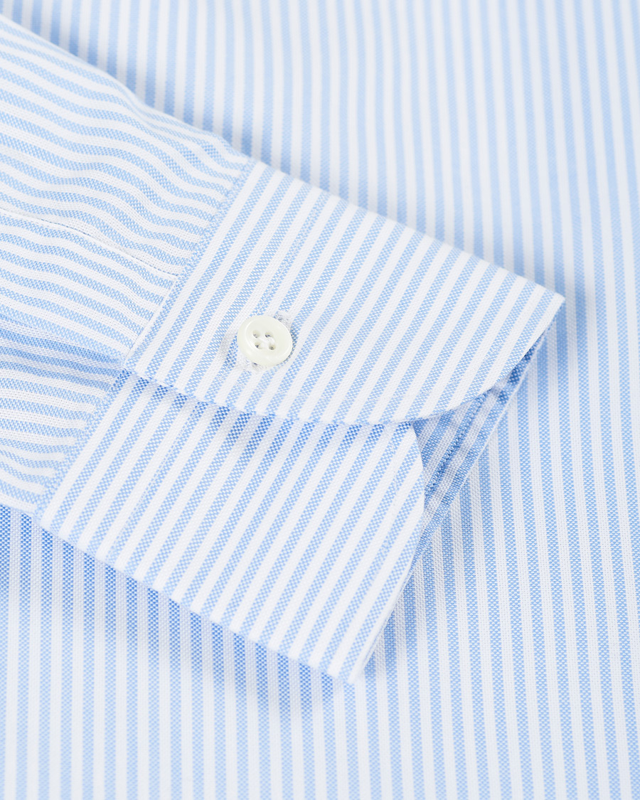 Herre | Skjorter | Mazzarelli | Soft Button Down Stripe Oxford Shirt Light Blue