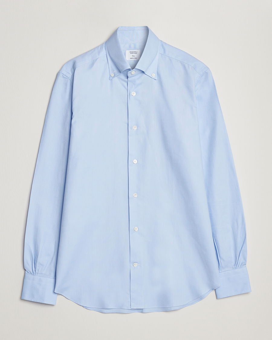 Herre |  | Mazzarelli | Soft Oxford Button Down Shirt Light Blue