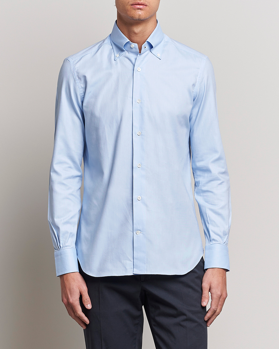 Herr |  | Mazzarelli | Soft Oxford Button Down Shirt Light Blue