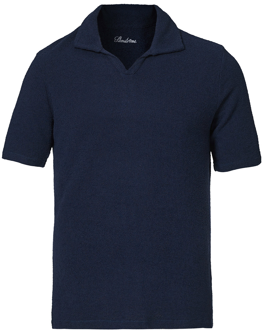 Herre | Polotrøjer | Stenströms | Bouclé Polo Shirt Navy