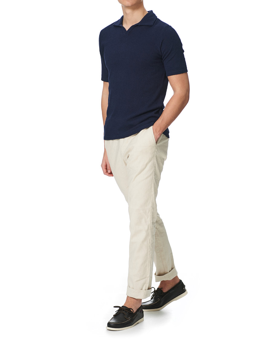 Herre | Polotrøjer | Stenströms | Bouclé Polo Shirt Navy