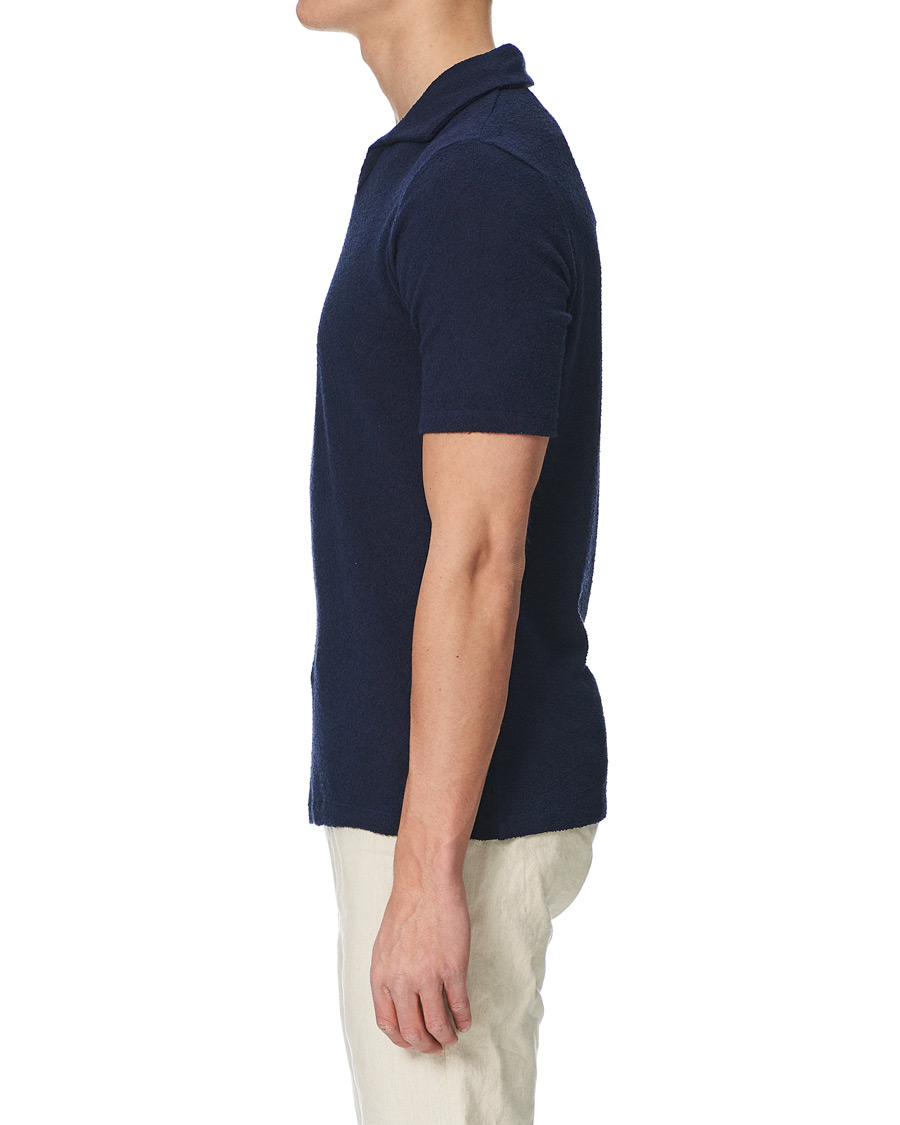 Herre | Polotrøjer | Stenströms | Bouclé Polo Shirt Navy