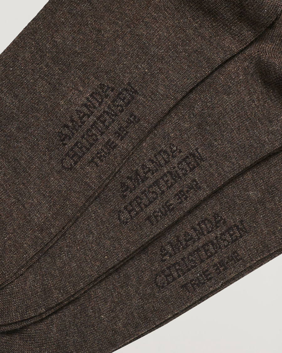 Herre | Tøj | Amanda Christensen | 3-Pack True Cotton Socks Brown Melange