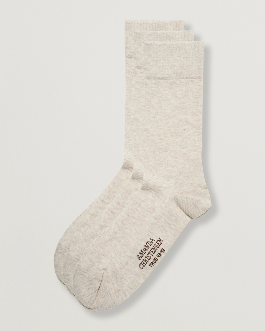 Herre | Undertøj | Amanda Christensen | 3-Pack True Cotton Socks Sand Melange