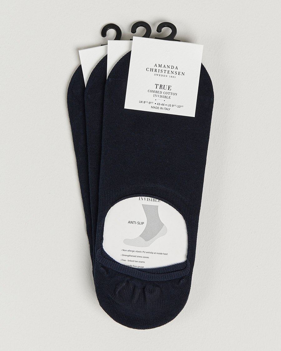 Herre | Undertøj | Amanda Christensen | 3-Pack True Cotton Invisible Socks Dark Navy