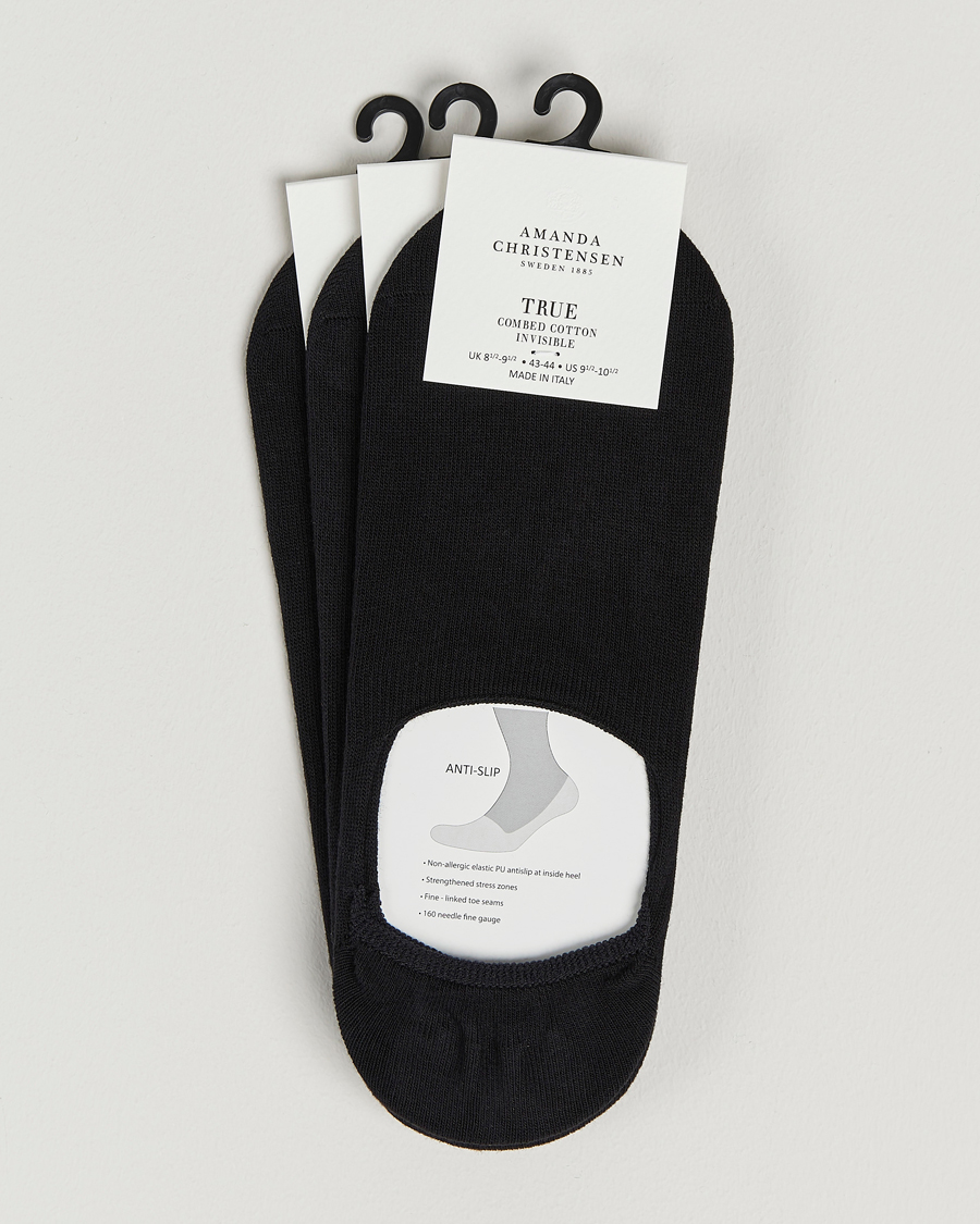 Herre | Undertøj | Amanda Christensen | 3-Pack True Cotton Invisible Socks Black