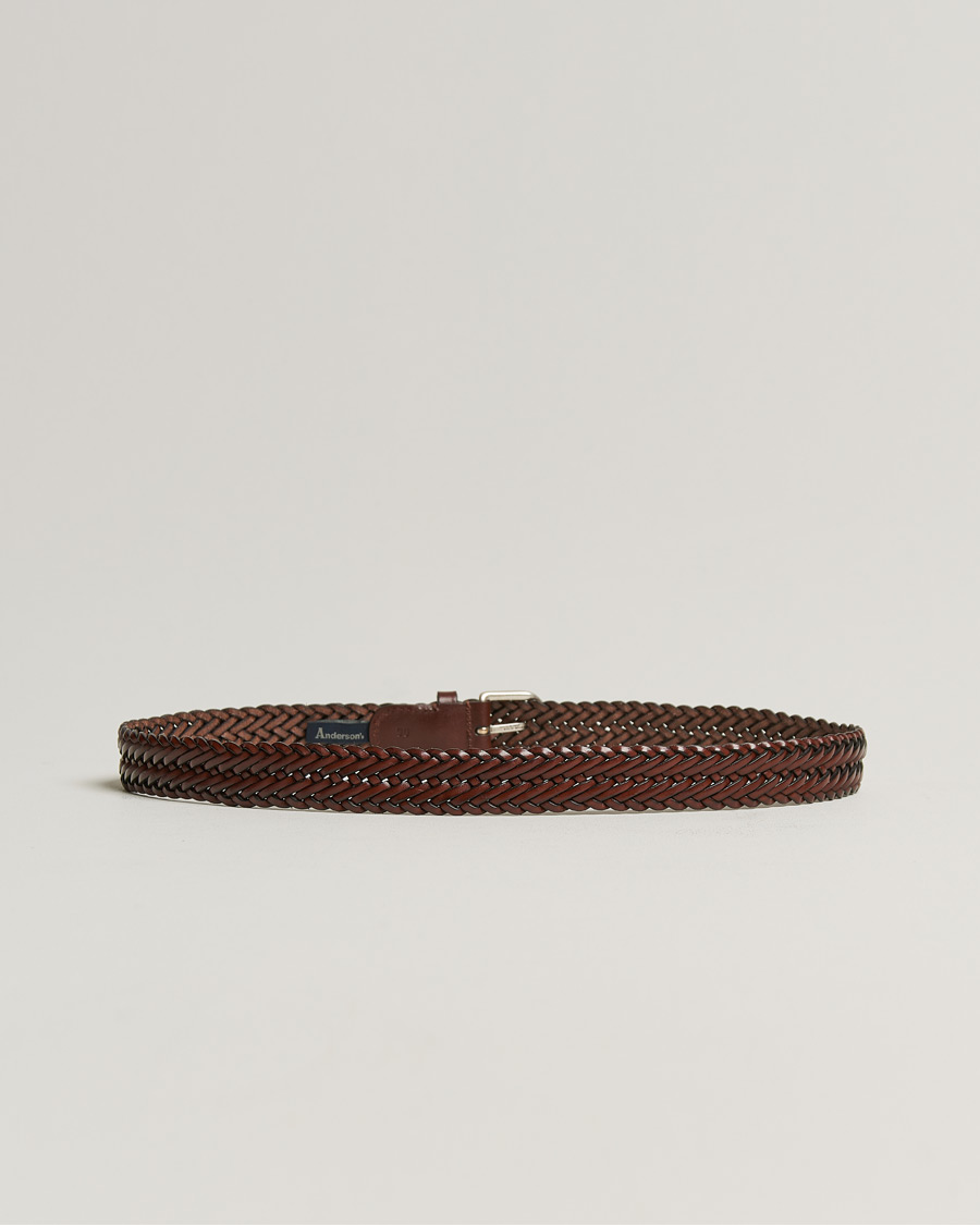 Herre | Bælter | Anderson's | Woven Leather Belt 3 cm Cognac